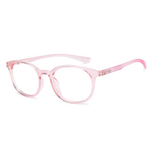 Pink Transparent Silver Full Rim Round Eyeglasses