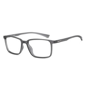 Grey Transparent Silver Full Rim Rectangle Eyeglasses