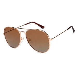 Gold Brown Gradient Full Rim Aviator Vincent Chase Polarized Wired